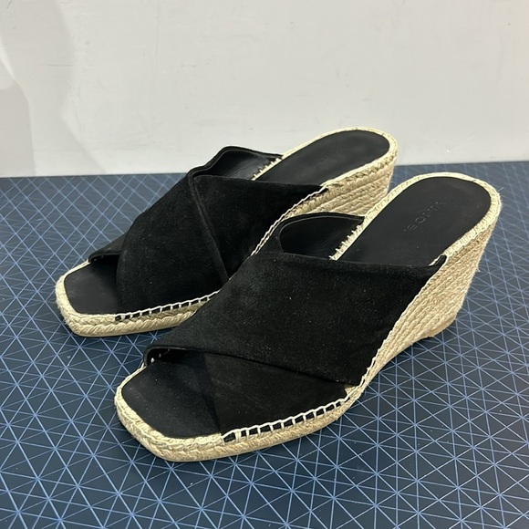 Vince Gaelan Square Toe  Crisscross Espadrille Wedge Sandals - Picture 8 of 9